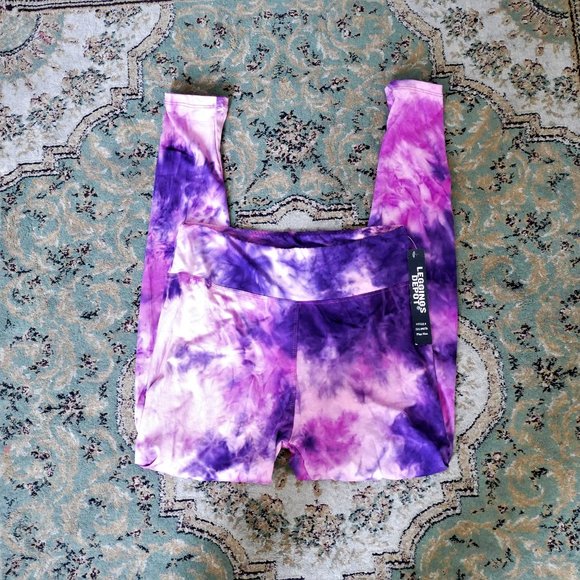 NWT Purple Pink Tie Dye Plus Size Leggings - Picture 7 of 7